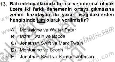 Cumhuriyet Dönemi Türk Nesri Dersi Ara Sınavı Deneme Sınav Soruları 13. Soru