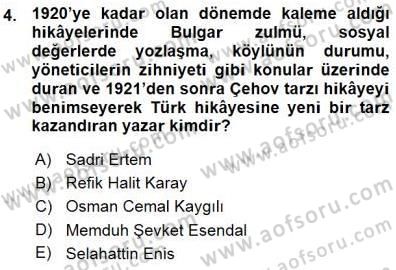 Cumhuriyet Dönemi Türk Nesri Dersi Ara Sınavı Deneme Sınav Soruları 4. Soru