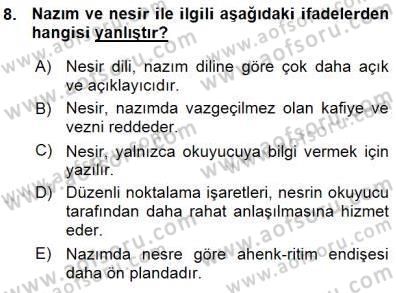 Cumhuriyet Dönemi Türk Nesri Dersi Ara Sınavı Deneme Sınav Soruları 8. Soru