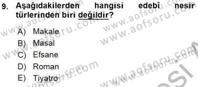 Cumhuriyet Dönemi Türk Nesri Dersi Ara Sınavı Deneme Sınav Soruları 9. Soru