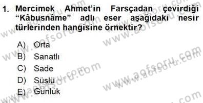 Cumhuriyet Dönemi Türk Nesri Dersi 2015 - 2016 Yılı (Final) Dönem Sonu Sınav Soruları 1. Soru