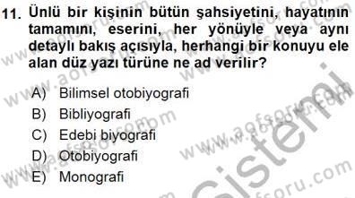Cumhuriyet Dönemi Türk Nesri Dersi 2015 - 2016 Yılı (Final) Dönem Sonu Sınav Soruları 11. Soru