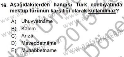 Cumhuriyet Dönemi Türk Nesri Dersi 2015 - 2016 Yılı (Final) Dönem Sonu Sınav Soruları 16. Soru