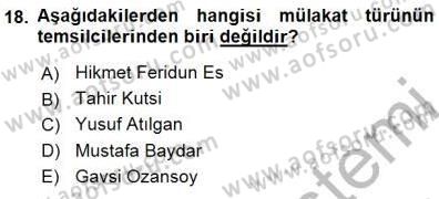 Cumhuriyet Dönemi Türk Nesri Dersi 2015 - 2016 Yılı (Final) Dönem Sonu Sınav Soruları 18. Soru