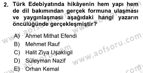 Cumhuriyet Dönemi Türk Nesri Dersi 2017 - 2018 Yılı 3 Ders Sınav Soruları 2. Soru