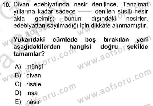 Cumhuriyet Dönemi Türk Nesri Dersi Ara Sınavı Deneme Sınav Soruları 10. Soru