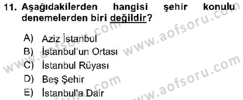 Cumhuriyet Dönemi Türk Nesri Dersi 2017 - 2018 Yılı (Vize) Ara Sınav Soruları 11. Soru