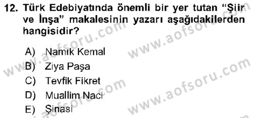 Cumhuriyet Dönemi Türk Nesri Dersi Ara Sınavı Deneme Sınav Soruları 12. Soru