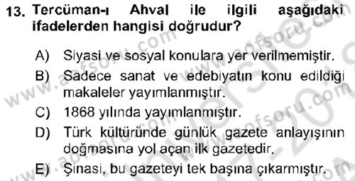 Cumhuriyet Dönemi Türk Nesri Dersi 2017 - 2018 Yılı (Vize) Ara Sınav Soruları 13. Soru