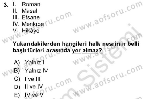 Cumhuriyet Dönemi Türk Nesri Dersi Ara Sınavı Deneme Sınav Soruları 3. Soru