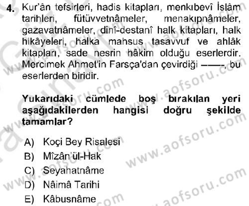 Cumhuriyet Dönemi Türk Nesri Dersi Ara Sınavı Deneme Sınav Soruları 4. Soru