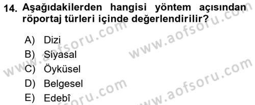 Cumhuriyet Dönemi Türk Nesri Dersi 2017 - 2018 Yılı (Final) Dönem Sonu Sınav Soruları 14. Soru