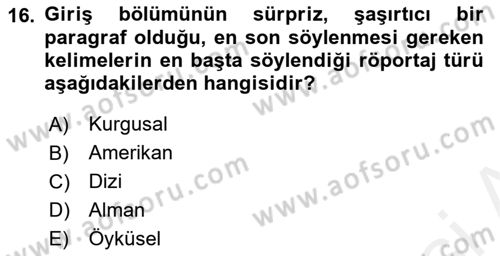 Cumhuriyet Dönemi Türk Nesri Dersi 2017 - 2018 Yılı (Final) Dönem Sonu Sınavı 16. Soru