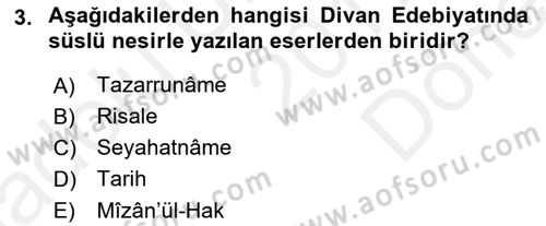 Cumhuriyet Dönemi Türk Nesri Dersi 2017 - 2018 Yılı (Final) Dönem Sonu Sınav Soruları 3. Soru