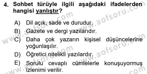 Cumhuriyet Dönemi Türk Nesri Dersi 2017 - 2018 Yılı (Final) Dönem Sonu Sınav Soruları 4. Soru