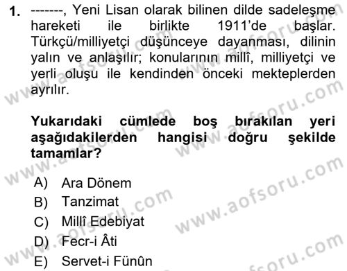 Cumhuriyet Dönemi Türk Nesri Dersi 2018 - 2019 Yılı 3 Ders Sınav Soruları 1. Soru