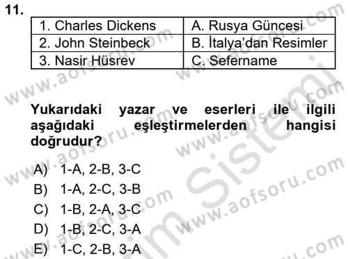 Cumhuriyet Dönemi Türk Nesri Dersi 2018 - 2019 Yılı 3 Ders Sınav Soruları 11. Soru