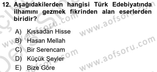 Cumhuriyet Dönemi Türk Nesri Dersi 2018 - 2019 Yılı 3 Ders Sınav Soruları 12. Soru