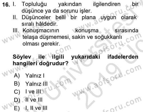 Cumhuriyet Dönemi Türk Nesri Dersi 2018 - 2019 Yılı 3 Ders Sınav Soruları 16. Soru