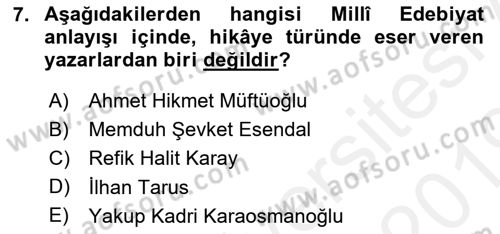 Cumhuriyet Dönemi Türk Nesri Dersi Ara Sınavı Deneme Sınav Soruları 7. Soru