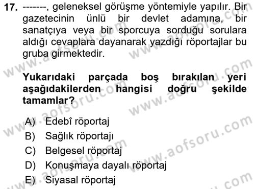 Cumhuriyet Dönemi Türk Nesri Dersi 2018 - 2019 Yılı Yaz Okulu Sınav Soruları 17. Soru