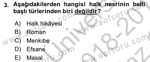 Cumhuriyet Dönemi Türk Nesri Dersi 2018 - 2019 Yılı Yaz Okulu Sınav Soruları 3. Soru