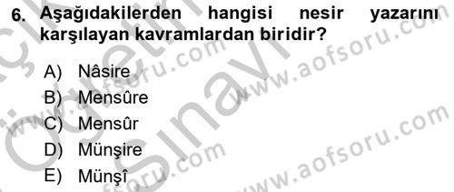 Cumhuriyet Dönemi Türk Nesri Dersi 2018 - 2019 Yılı Yaz Okulu Sınav Soruları 6. Soru