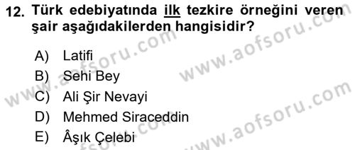 Cumhuriyet Dönemi Türk Nesri Dersi 2020 - 2021 Yılı Yaz Okulu Sınav Soruları 12. Soru