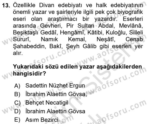 Cumhuriyet Dönemi Türk Nesri Dersi 2020 - 2021 Yılı Yaz Okulu Sınav Soruları 13. Soru