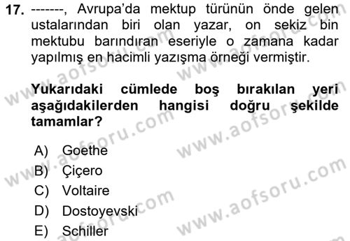 Cumhuriyet Dönemi Türk Nesri Dersi 2020 - 2021 Yılı Yaz Okulu Sınav Soruları 17. Soru