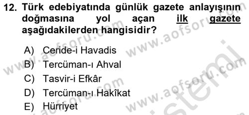 Cumhuriyet Dönemi Türk Nesri Dersi 2021 - 2022 Yılı (Vize) Ara Sınav Soruları 12. Soru