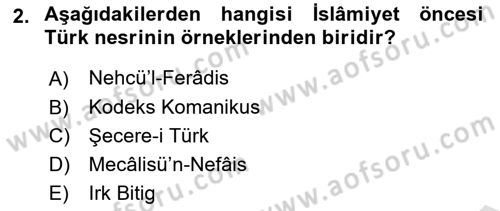 Cumhuriyet Dönemi Türk Nesri Dersi Ara Sınavı Deneme Sınav Soruları 2. Soru