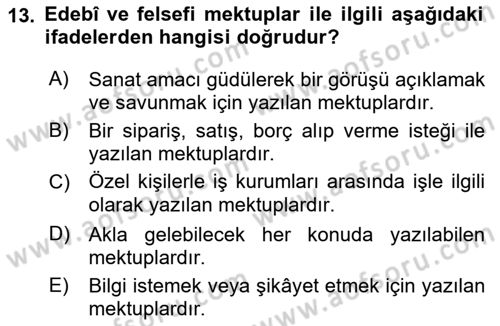 Cumhuriyet Dönemi Türk Nesri Dersi 2021 - 2022 Yılı (Final) Dönem Sonu Sınav Soruları 13. Soru
