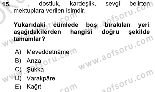 Cumhuriyet Dönemi Türk Nesri Dersi 2021 - 2022 Yılı Yaz Okulu Sınav Soruları 15. Soru