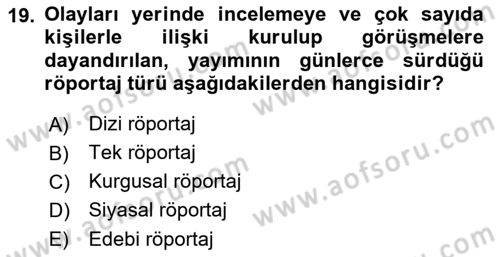 Cumhuriyet Dönemi Türk Nesri Dersi 2021 - 2022 Yılı Yaz Okulu Sınav Soruları 19. Soru