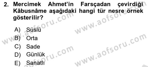 Cumhuriyet Dönemi Türk Nesri Dersi 2021 - 2022 Yılı Yaz Okulu Sınav Soruları 2. Soru