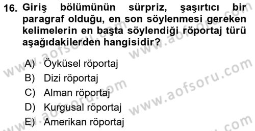 Cumhuriyet Dönemi Türk Nesri Dersi 2022 - 2023 Yılı (Final) Dönem Sonu Sınav Soruları 16. Soru