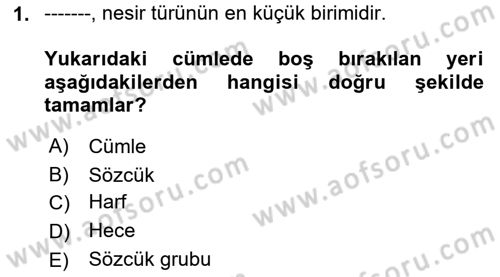 Cumhuriyet Dönemi Türk Nesri Dersi Ara Sınavı Deneme Sınav Soruları 1. Soru