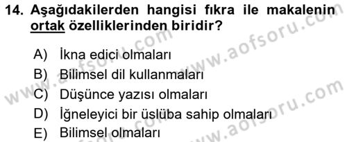 Cumhuriyet Dönemi Türk Nesri Dersi Ara Sınavı Deneme Sınav Soruları 14. Soru
