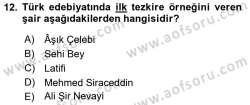 Cumhuriyet Dönemi Türk Nesri Dersi 2023 - 2024 Yılı (Final) Dönem Sonu Sınav Soruları 12. Soru