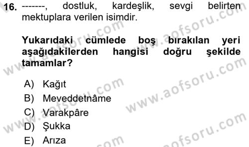 Cumhuriyet Dönemi Türk Nesri Dersi 2023 - 2024 Yılı (Final) Dönem Sonu Sınav Soruları 16. Soru