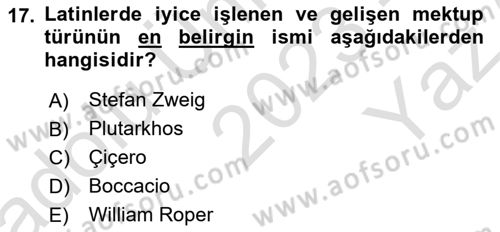Cumhuriyet Dönemi Türk Nesri Dersi 2023 - 2024 Yılı Yaz Okulu Sınav Soruları 17. Soru