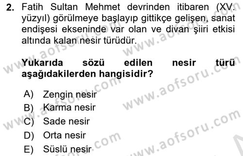 Cumhuriyet Dönemi Türk Nesri Dersi 2023 - 2024 Yılı Yaz Okulu Sınav Soruları 2. Soru