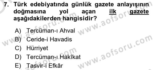 Cumhuriyet Dönemi Türk Nesri Dersi 2023 - 2024 Yılı Yaz Okulu Sınav Soruları 7. Soru