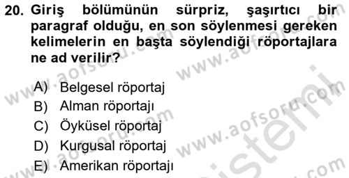 Cumhuriyet Dönemi Türk Nesri Dersi 2024 - 2025 Yılı (Final) Dönem Sonu Sınav Soruları 20. Soru