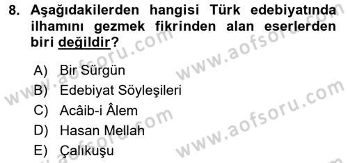 Cumhuriyet Dönemi Türk Nesri Dersi 2024 - 2025 Yılı (Final) Dönem Sonu Sınav Soruları 8. Soru