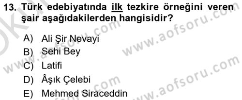Cumhuriyet Dönemi Türk Nesri Dersi 2024 - 2025 Yılı Yaz Okulu Sınav Soruları 13. Soru