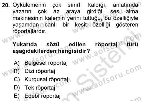 Cumhuriyet Dönemi Türk Nesri Dersi 2024 - 2025 Yılı Yaz Okulu Sınav Soruları 20. Soru