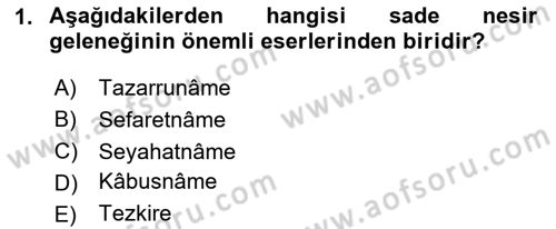 Cumhuriyet Dönemi Türk Nesri Dersi 2025 - 2026 Yılı (Vize) Ara Sınav Soruları 1. Soru
