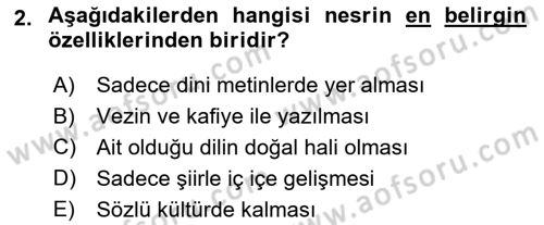 Cumhuriyet Dönemi Türk Nesri Dersi 2025 - 2026 Yılı (Vize) Ara Sınav Soruları 2. Soru